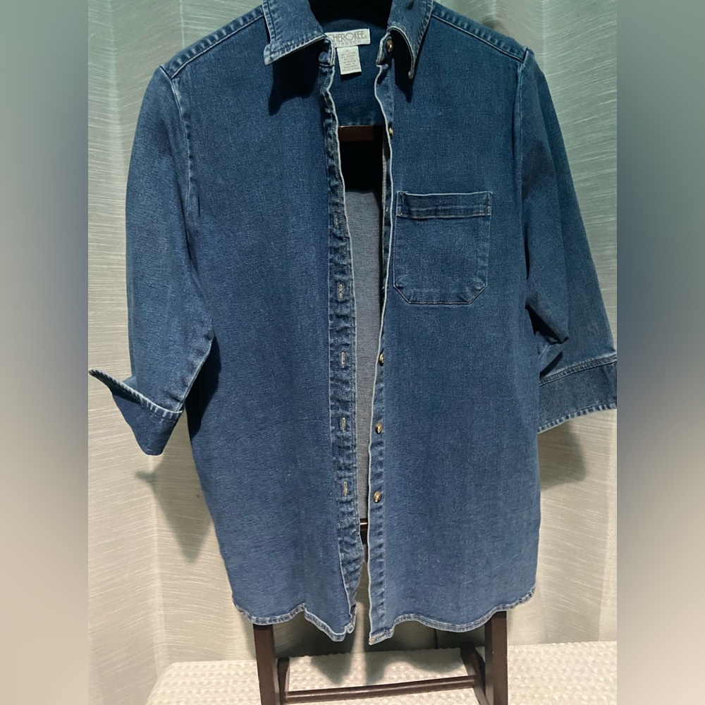 Cherokee Denim Blue Button Down Shirt